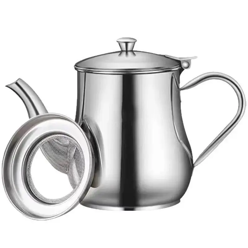 24oz Stainless Steel Oil Filter Pot with Mesh Strainer - Classic Portable Leakage-Proof Kitchen Pour Accessory, Wide Mouth Mess-Free Dispenser with Handle, Long Narrow Spout for Precision Pouring, Ideal for Home Frying Grease, Kitchen Utensils, Kitchen Po