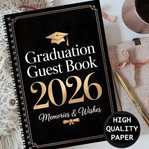 1 piece, 8.3x5.5 inches, graduation-themed notebook for recording blessings and precious messages at graduation celebrations. Suitable for graduates, schools, at graduations or as a graduation gift.