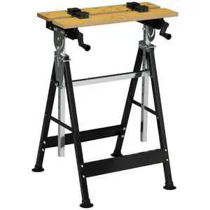 Height-Adjustable Workbench with MDF Surface, 4 Clamps, Carpenter Saw Table, 220lbs Capacity Steel Frame, Height Adjust