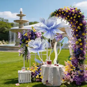 Large 3-Headed Artificial Flowers - Freestanding Home Decor for Holiday Themed Displays, Influencer Photo Shoots, Commercial Event Setup