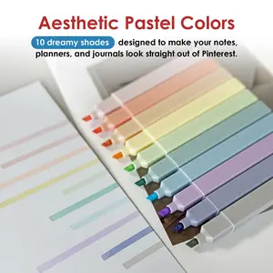 Pastel Aesthetic Highlighter Set – 10 Soft Colors for Study Journaling & Note-Taking in Vibrant Pastel Shades