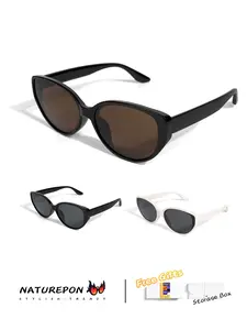 Trendy Oversized Square Cat Eye Sunglasses - Vintage Aesthetic Sun Glasses for Women - Face Slimming Stylish Travel Essentials