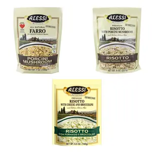 Alessi Risotto & Farro Packs – Porcini Mushrooms, Cheese & Broccolini | 7 oz (3 or 6 Pack)