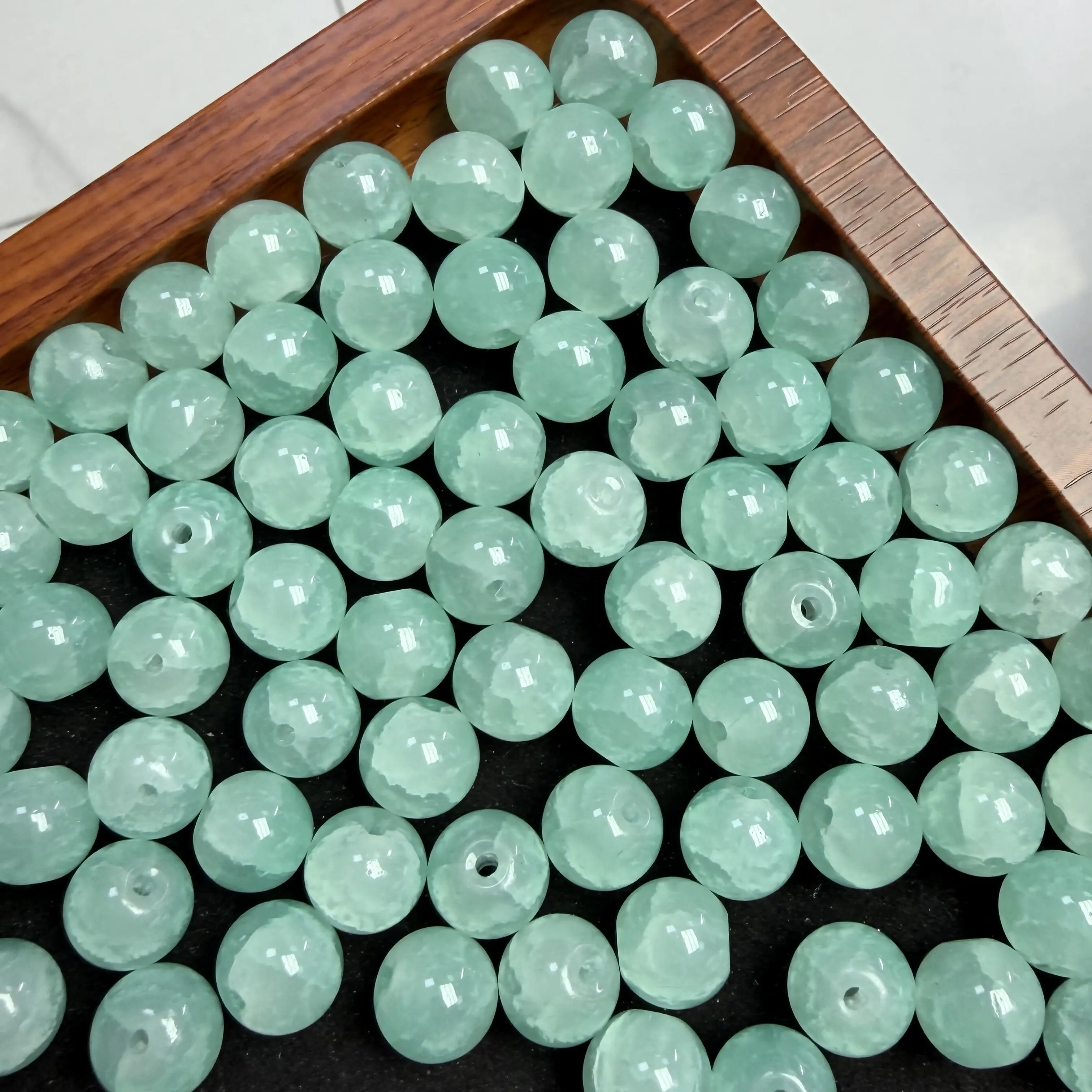 【DIY17】10mm Teal Crackle Bead 50ml