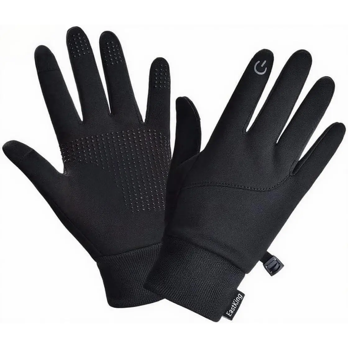 Adults' Lightweight Thermal Winter Gloves - Male, Warm Water-Resistant Touch Screen, Anti-Slip Leather Palm, for Biking, Driving, Anti-Slip Leather On Palm, Elastic Knitting Cuff, Running, Shoveling, Minimalist, Thermal Wear, Outdoor Sports, Hiking