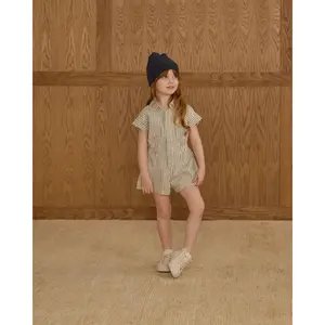 Rylee + Cru | Utility Romper | Navy Pinstripe