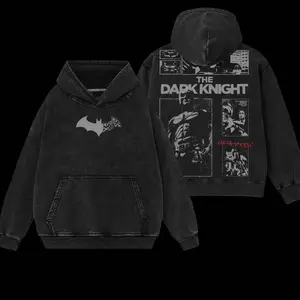 [Limited Drop] The Dark Knight - The Gotham HeroVerse Comic Edition Double Printed Oversize Lightweight Acid Washed Tee Hoodie Sweater TV Series Graphic Design Top Cotton Streetwear Comic Superheroes T-Shirt Crew Neck Clothes Menswear Womenswear YVF