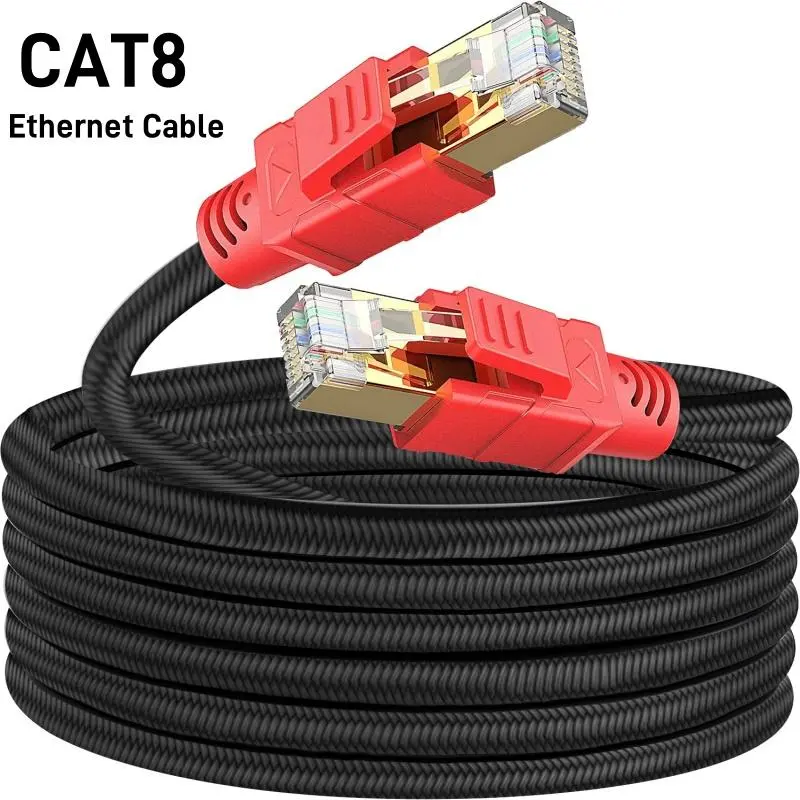 MIZIQIER Cat 8 Ethernet Cable, High Speed Braided Design 40Gbps 2000Mhz Network Cord, Cat8 RJ45 Shielded Interference Indoor LAN Cables Compatible for Gaming PC PS5 Xbox Modem Router