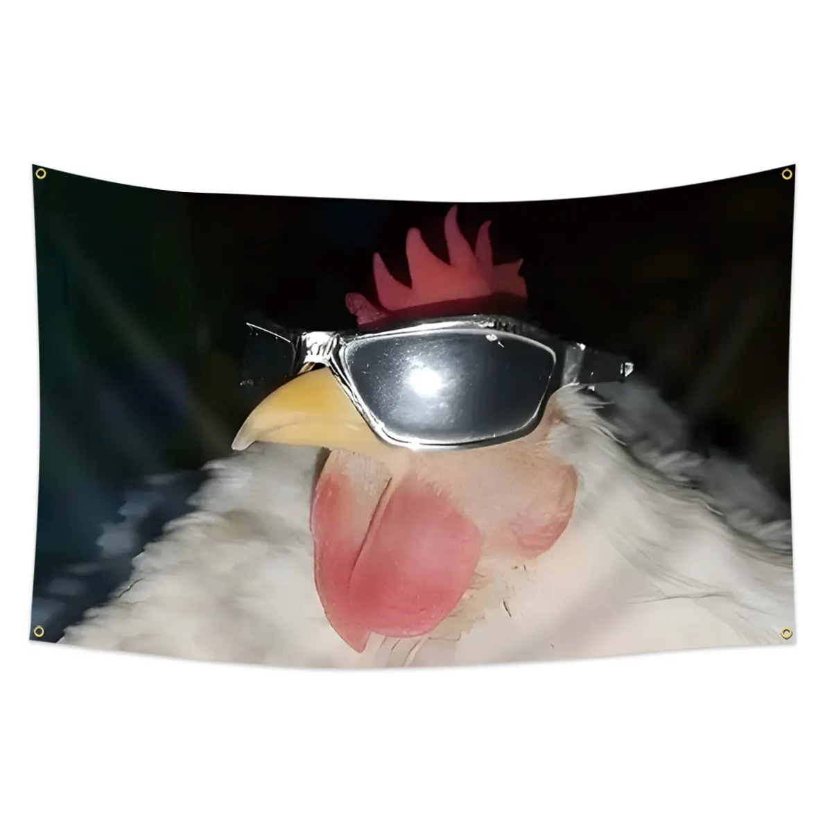 1pc Funny Rooster with Sunglasses Wall Hanging Tapestry Flag, 3x5ft (90*150cm) Room Accessories, 4 Grommets, Single-Sided Printing, for Indoor-Outdoor Decor, Flags for Room