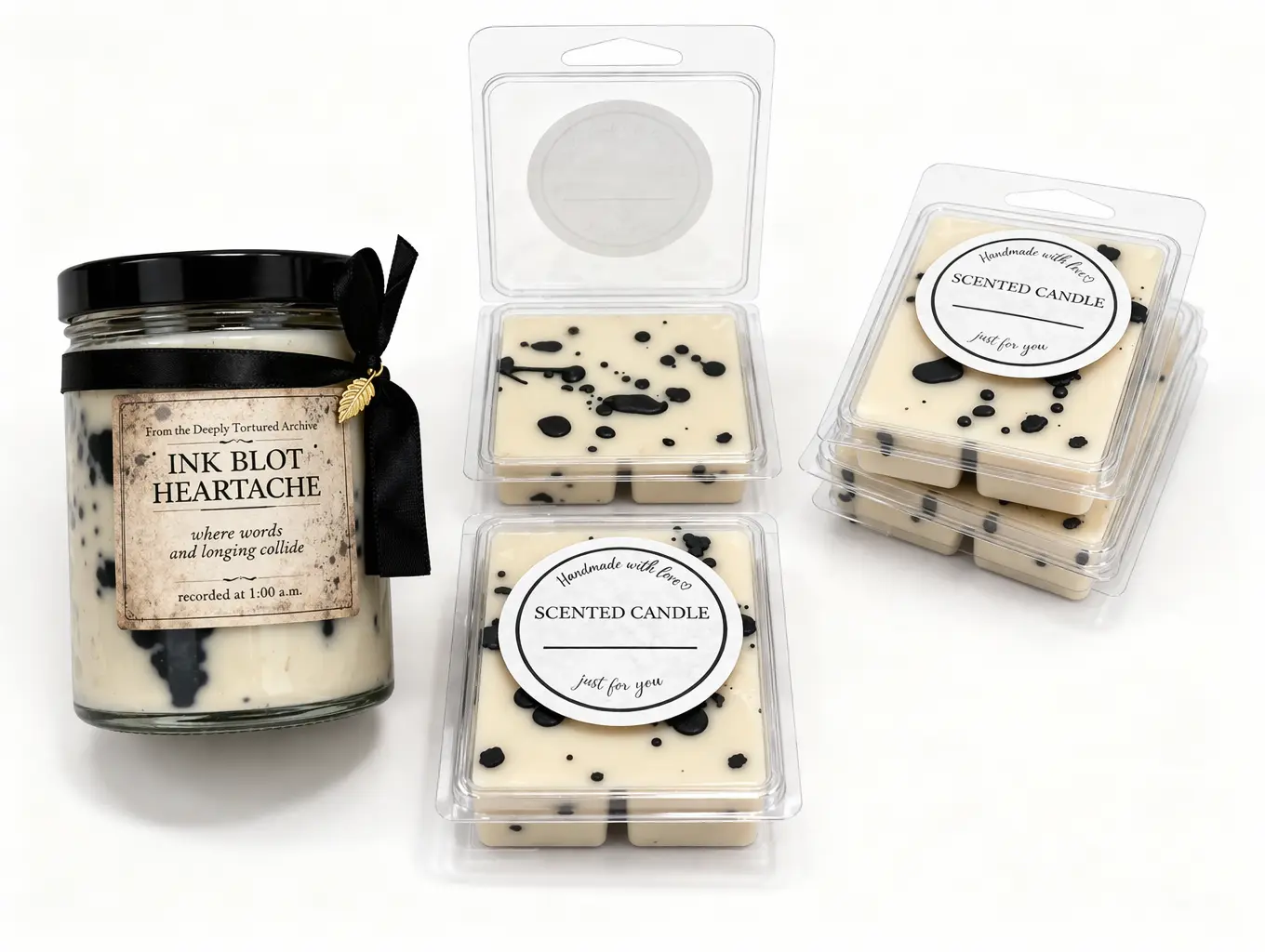 The Deeply Tortured Archive Candle Collection: Ink Blot Heartache Wax Melt