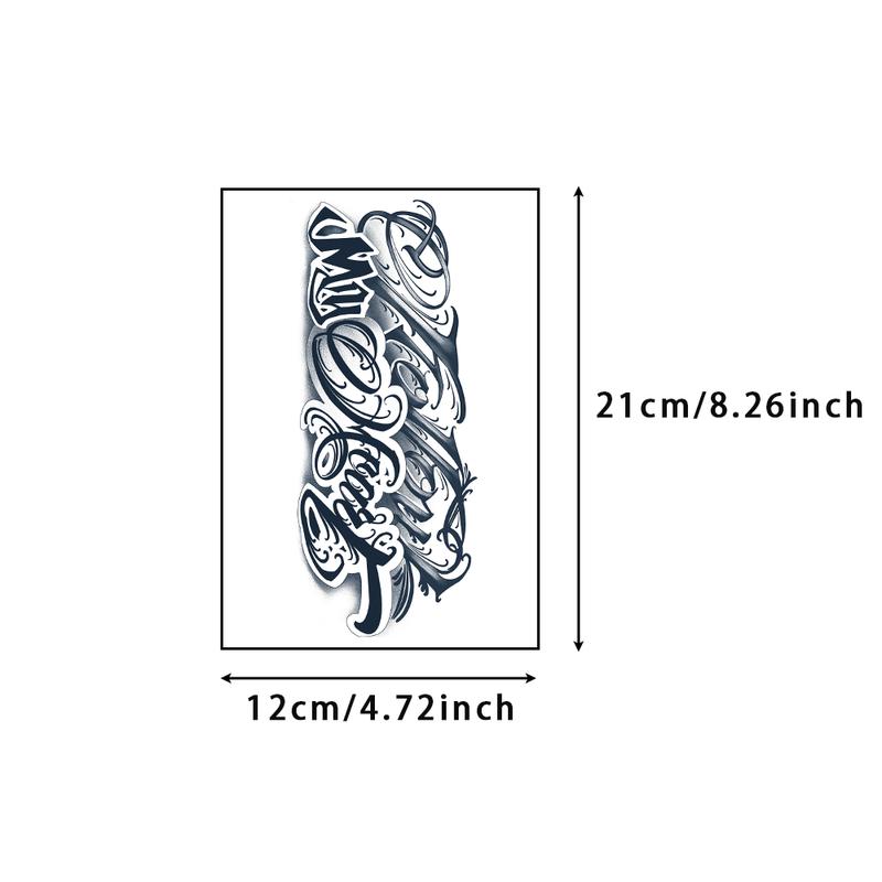 6 Sheets Large Temporary Tattoos for Men Fake Tattoos with 1 Mexican Style Font Element & 5 Random Styles Lasting 7-15 Days Long Lasting Temporary Tattoo Arm Herbal Tattoo Stickers Tatuajes Temporales Realistic Temporary Tattoos