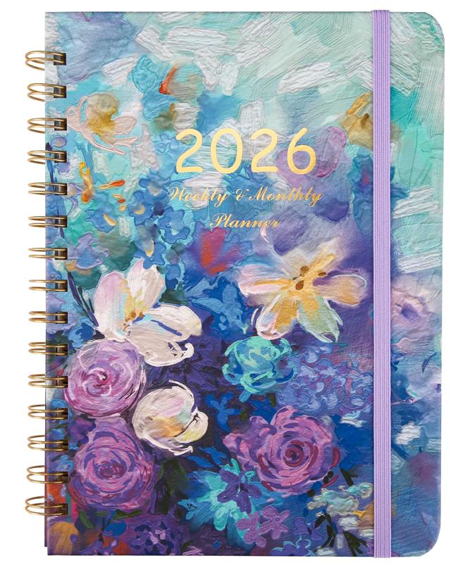 Mr. Pen - 2026 Planner, Spring Floral Design, Weekly & Monthly Calendar, Jan 2026 - Dec 2026, Hardcover, Spiral Bound, Inner Pocket, 6.4" x 8.5", Christmas Gift