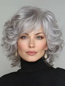 Fashion New 12 Inch Vintage Synthetic Curly Hair Bob Wig, Natural Looking Wig, Daily Wear, Suitable for Any Occasion, Women's Hair Accessory