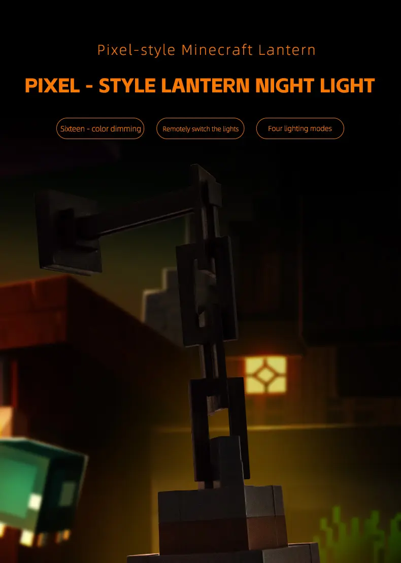 Product Introduction of DIYCOM Funny Pixel Soul Lantern Night Lamp RGB Changing Light Rechargeable Remote Control Handmade Design Four Lighting Modes for Bedroom Gaming Space Halloween Party Decoration Creative Birthday Gift 16 Color Remote Control Version 0