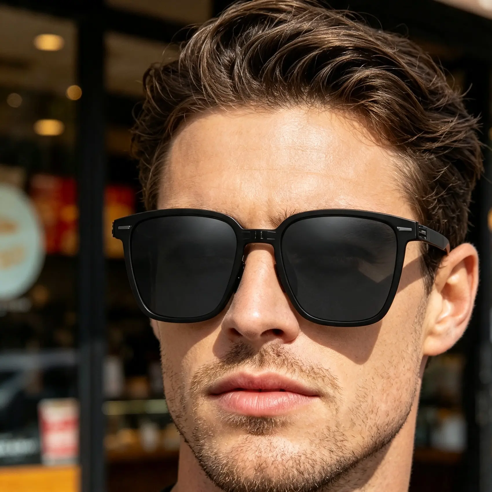 GMKATEYE Foldable Lightweight Polarized Sports Sunglasses, Black Vintage Square Frame Brown UV400 Polarized Lens Glam Shades, Portable Collapsible Square Eyewear Fashion Eyewear & Accessories for Driving Fishing Travel Beach Daily Street Outfit