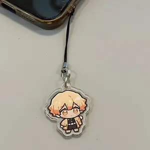 Demon Slayer Anime Mobile Phone Chain Cute Figures Kamado Nezuko Agatsuma Zenitsu Keychain Backpack Hanging Pendant Jewelry