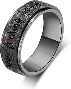 Fidget Ring Women for Anxiety Rings:Personalized Inspirational Mantra Stainless Steel Silver Black Rainbow Rose Gold Spinning Ring for Men Women Friend Encouragement Gift size 6 7 8 9 10