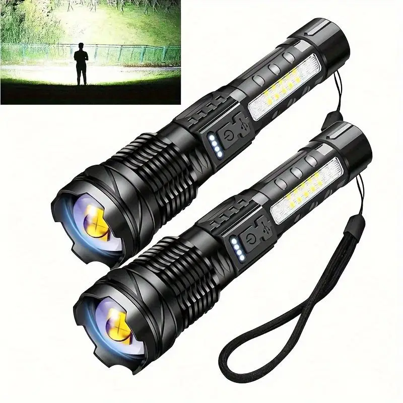 Rechargeable LED Flashlight, Multipurpose 7 Modes Super Bright Handheld Flash Light, Waterproof Long Lasting LED Flashlight for Hiking Camping Gift