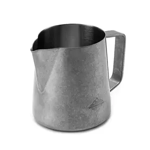 CrossCreek Milk Frothing Pitcher | 20oz 600ml Coffee Latte & Cappuccino Art Barista Steaming Pitcher | Large Thickening Retro Silver Stainless Steel Jug | Espresso Machine Accessories for Coffee Bar