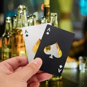 Creative Poker Card Shaped Stainless Steel Bottle Opener Set, 4 Pack Credit Card Design Beer Openers, Home Bar Accessories, Home Use Tools for Parties & Events