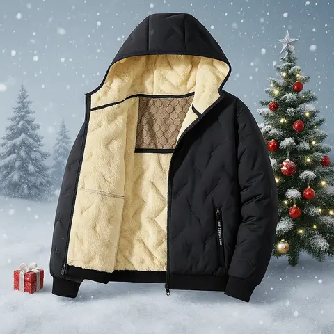 Men'sThickened Winter Jacket A High Quality Hooded Jacket with Warmth & Windproof Features, Suitable for Arctic Trips and Daily Commutes, Machine Washable, Fleece Lined for Extra Warmth, Polyester Filled, Durable Fabric, and Essential for Outdoor Sports