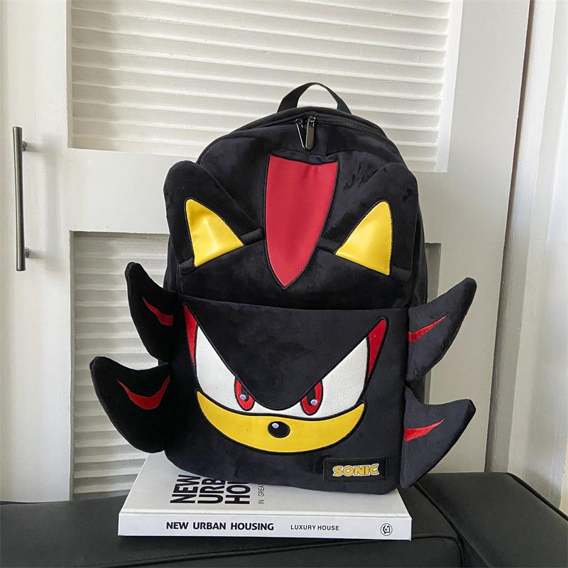 Sonic Shadow Black Fur Backpack Casual Bag Trendy Schoolbag