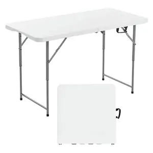 VEVOR 4 Ft Plastic Folding Table Portable Picnic Utility Table Handle Indoor Outdoor