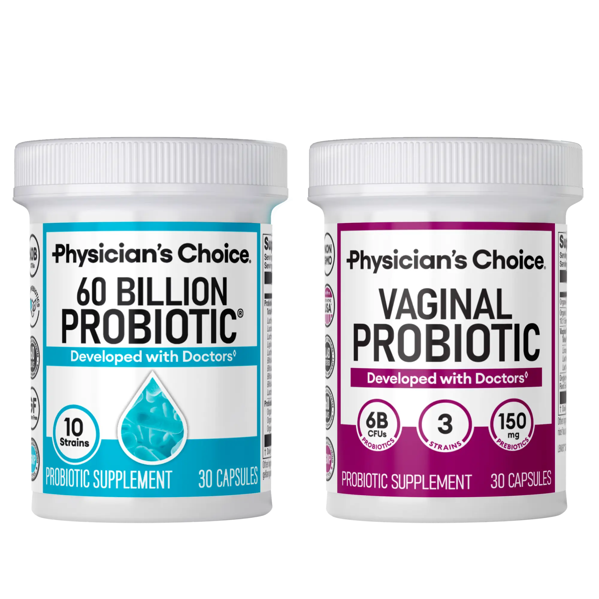 Physician's Choice Balanced Biome Kit: Vaginal Probiotic 30ct + 60 Billion Probiotic 30ct - Supports Feminine, Immune & Digestive Health for Women