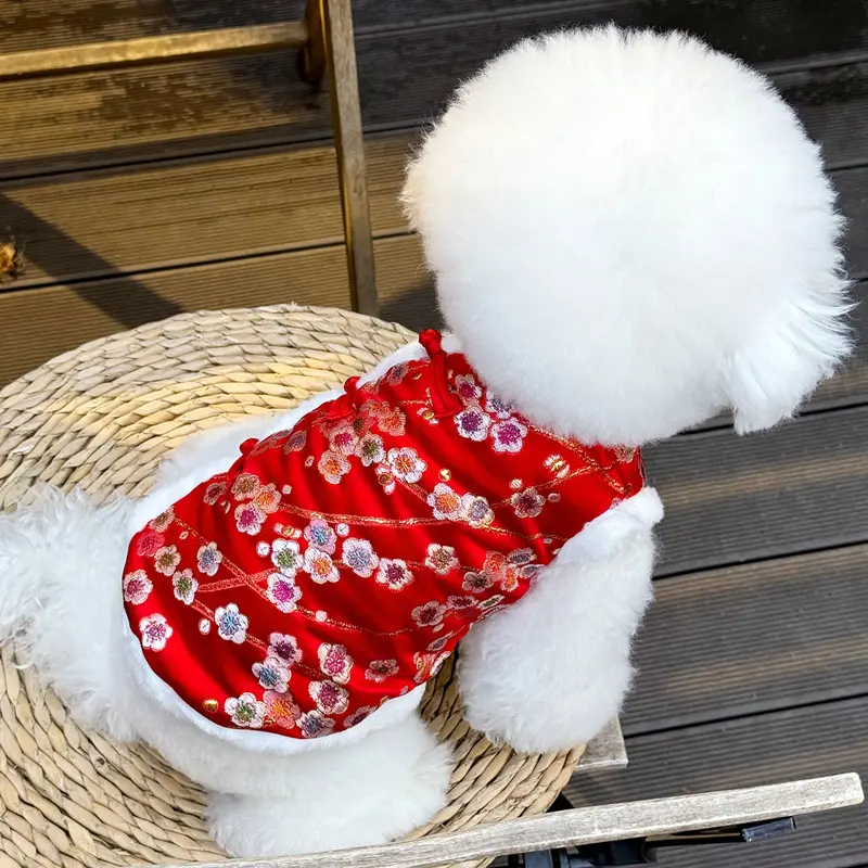 Festive Style Pet Clothing Winter Fleece Lined Thick Cotton Coat for Cats Bichon Schnauzer Teddy Festive Style Pet Clothing Winter Fleece Lined Thick Cotton Coat for Cats Bichon Schnauzer Teddy