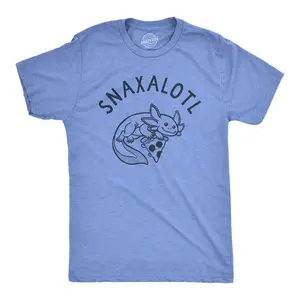 Mens Snaxalotl T Shirt Funny Cute Snacking Axolotl Tee for Guys Mens Funny T Shirts Cool Vintage Fashion T-Shirt Gift Classic Menswear Food Apparel for Men Funny Animal Short Sleeve Novelty Tees for Guys Light Blue