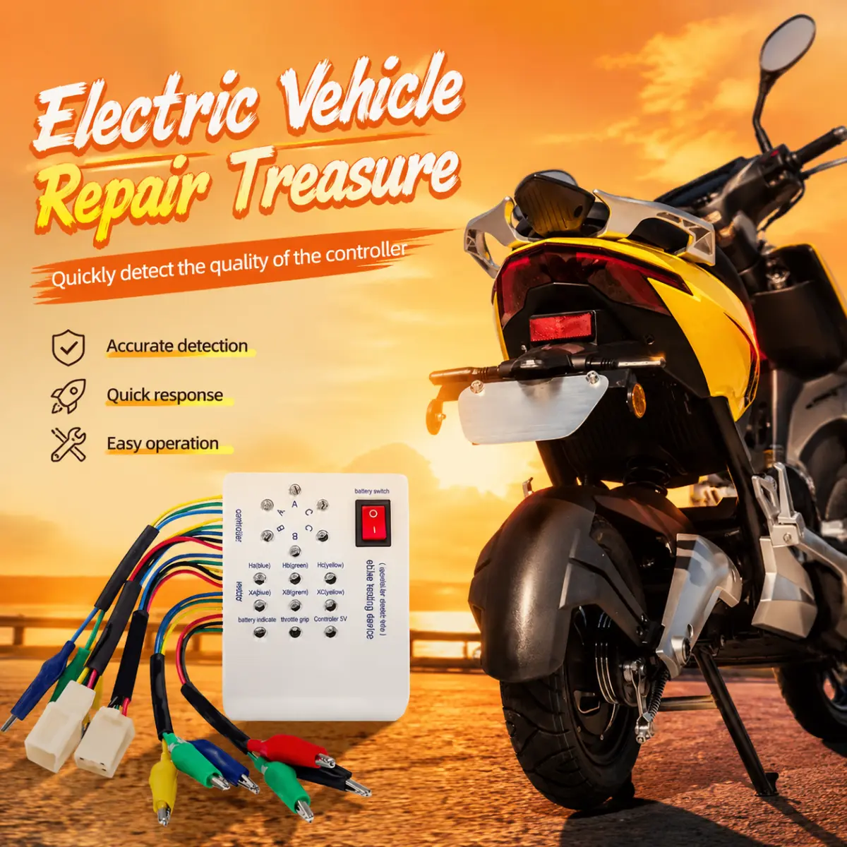 Portable E-Bike Brushless Motor Controller Tester Electric Bike Repair Diagnostic Tool