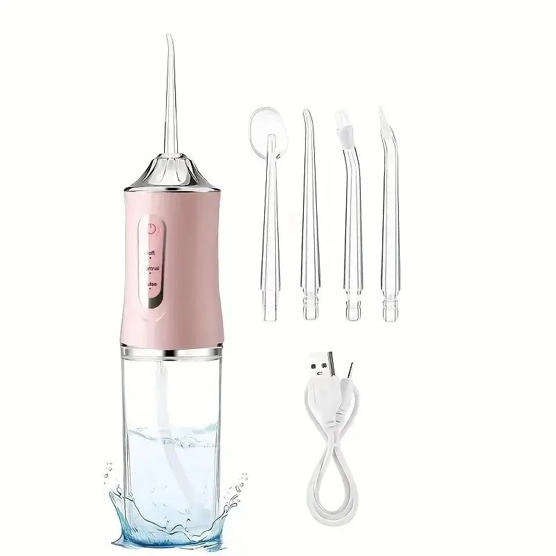 Oral Irrigator with 4 Modes & Nozzles, USB Rechargeable Oral Care Device, Lithium Ion Battery, Ideal for Festivals & Valentine’s