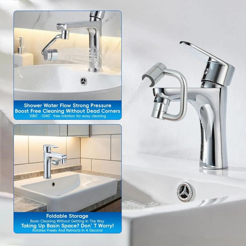 1440° Rotatable Faucet Aerator Extension, Sink Water Faucet Aerator Extensions 1080° Rotating Multifunctional Faucet Extender, 2 Modes Universal Swivel Faucet Extender for Bathroom Sink Kitchen