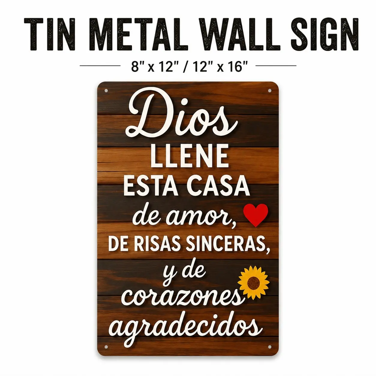 2D Flat,Metal wall art 1pc, "Bless This Home" Spanish Aluminium Iron Sign(12"x8"), Decorative Plaque & Statues, Vintage Home faith blessing , Suitable for garden, porch, patio, home decor, bar cafe, Office, Kitchen decor, birthday gifts