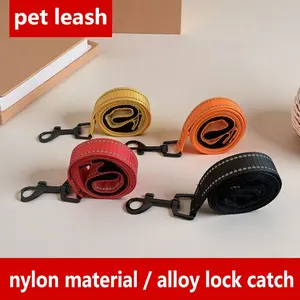 Lightweight Soft Dog Leash for Small to Medium Dogs, Reflective Stripe Nylon Pet Harness, Durable Outdoor Training Strap