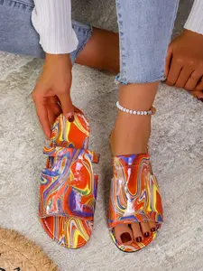 Women's Fashion Colorful Flat Sandals, Casual Beach Slippers, Comfortable Rubber Slip-On Shoes, Perfect for Summer, Ladies Footwear