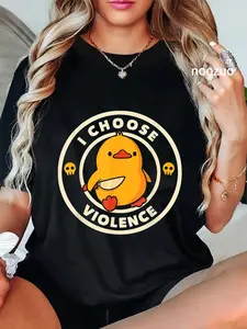 100% Cotton I Choose Funny Violence's Duck Sayings Duck Animals Men T-Shirt
