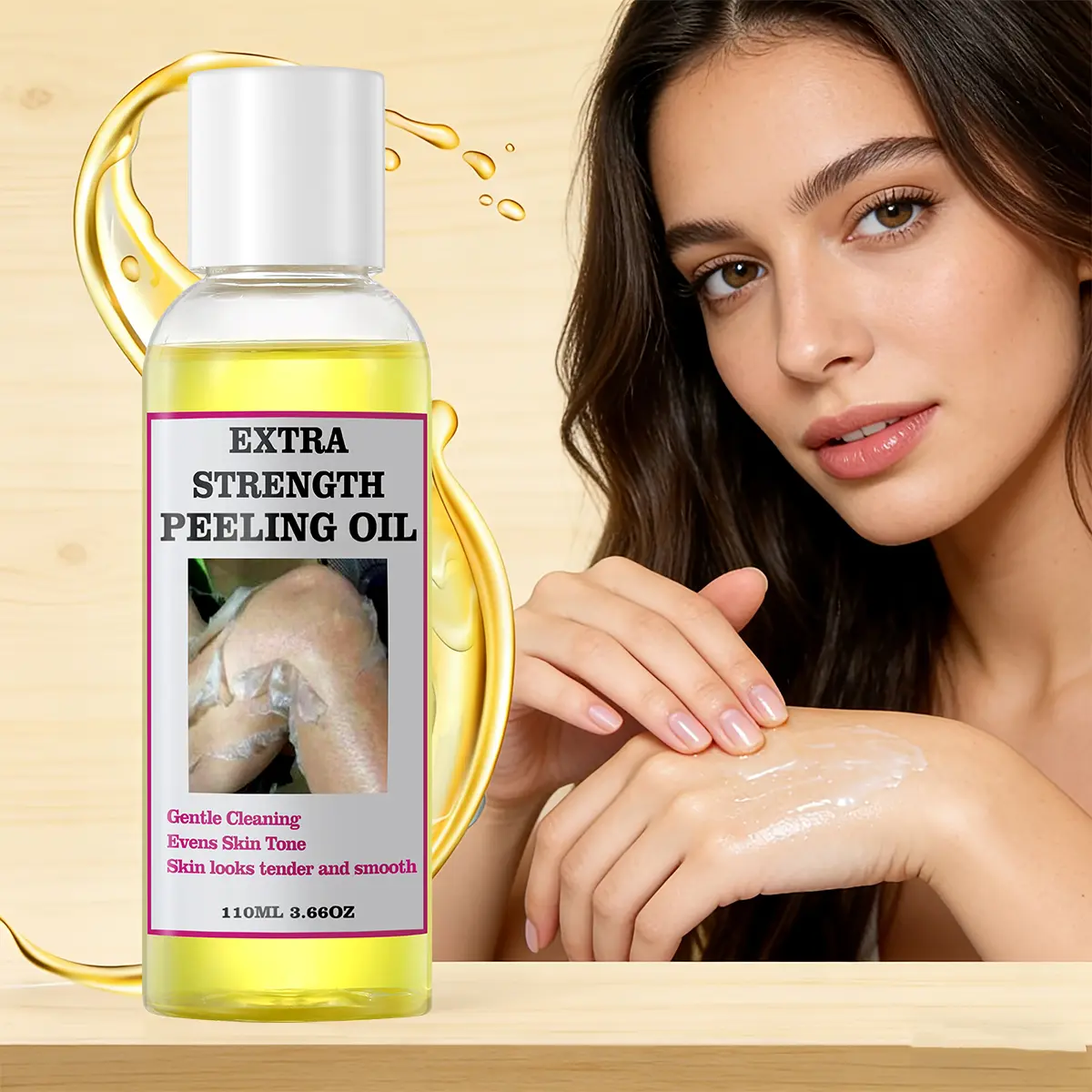 【BIYING】Yellow exfoliating oil, dark skin exfoliating oil, powerful exfoliating gel, body scrub suitable for all skin types, removes dead skin (3.87 fl oz/110 ml)