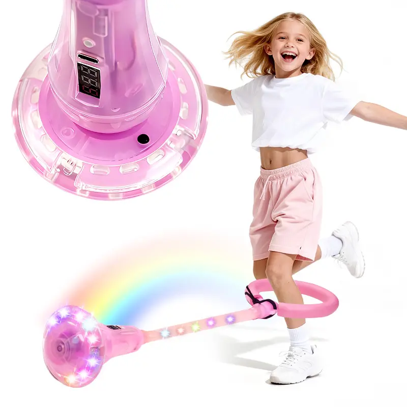 Plastic Foldable Ankle Skip Ball for Kids - Colorful Light-Up Wheel, Glowing Rod, Indoor & Outdoor Sports Toy, Christmas Fun Gifts, Cool Gifts for Girls Ages 6-10+