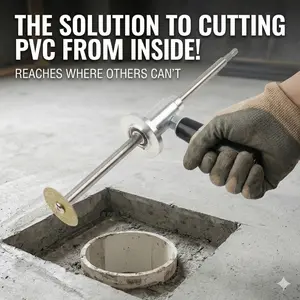 Adjustable PVC Pipe Inside Cutter for Tight Spaces, 7" Depth Diamond Wheel, 1/4" Hex Shank Compatible with Drills - Plumbing Tool