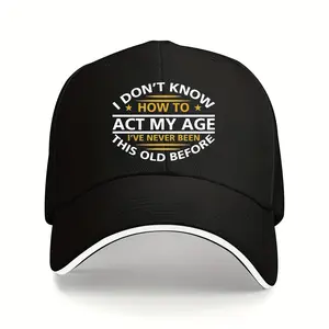 [Adjustable Fit] "I Don't Know How to Act My Age" Humorous Baseball Cap - Adjustable, Sun-Protective Visor Trucker Hat with Vintage Print - Ideal for Summer Outdoor Activities & Fishing - Perfect Gift for Valentine's Day or Mother's Day