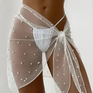 Pearl Mesh Swimwear for Women - Adjustable Tie Design, Versatile for Beach, Wedding, Bachelorette Party & One Piece Outfits