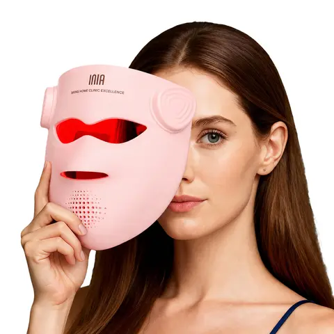 INIA GLOW 940 nm 4D LED Mask – Dual NIR 940 + 850 nm Deep Penetration for Deeper Repair, Visible Lift & Lasting Radiance, 4D Fit for Jawline Lift & Firm, Cooling Therapy, Wireless Comfort, Summer Beauty Gift Ideas, Back to school