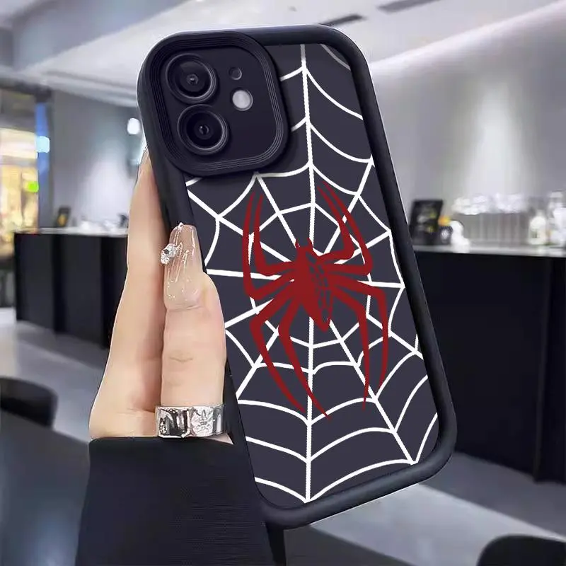 Cool Spider Web Pattern Phone Case, Casing, Fashion Decorative Protective Protection Phone Protector Cover, Cellphone Accessories Compatible with iPhone 7 8 11 12 13 14 15 Pro Max Series Shockproof TPU Soft Shell Cover, Smartphone Cover