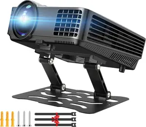 Adjustable Projector Stand, 3-in-1 Desk / Wall / Ceiling Mount with 180 Dual-Axis Rotation, Carbon Steel Desktop Projector Mount, Universal 1/4" Screw, Compatible with  Projectors