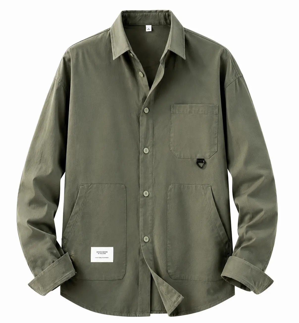 Men's Long Sleeve Utility Shirt Casual Button Front Work Shirt with Chest Pocket Side Pockets Classic Collar Lightweight Comfortable Shirt for Work Outdoor Daily Wear