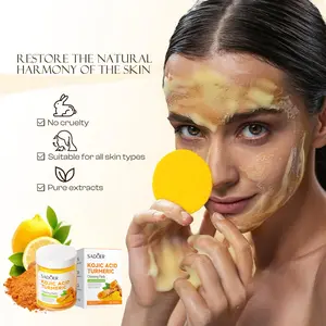 SADOER Turmeric Kojic Acid Cleansing Pads: 50PCS Turmeric Kojic Acid Pads Cleansing and Exfoliation Helps for Balance Skin Oil