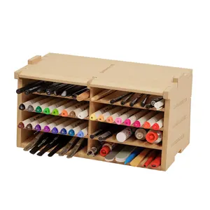 Plastic Model Kit Tool Storage Rack, Holds 64 Stick Tools Model Tool Material Pen/File/Tweezers Storage, MDF Material, Brush/Tool Holder for Tamiya and Gundam Tools Model Making, GK4