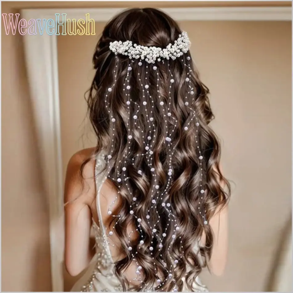 Wedding Hair Decor, Trending Pearl Bridal Headgear, Handcrafted Tassel Hair Comb, Chic Wave Headband Wreath, Luxurious Bridal Hair Pieces, Classic Romantic Embellishments, Perfect for Wedding Day, Bridal Party, Photo Shooting & Special Occasions