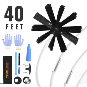 Father's Day Gift VEVOR 40 FEET Dryer Vent Cleaner Kit, 29 Pieces Duct Cleaning Brush, Reinforced Nylon Dryer Vent Brush with Complete Accessories, Dryer Cleaning Kit with Flexible Lint Trap Brush, Clamp Connectors